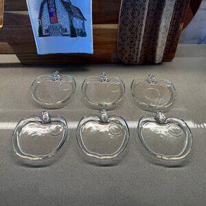 Clear Glass Apple Snack Plate  - Set of 6 - Vintage!
